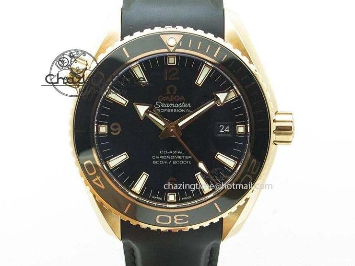 1225 SoftTouch Planet Ocean GMT 45mm DLC Red JHF Best Edition Black Dial On Rubber Strap A 8200